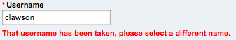 your chosen username is already taken